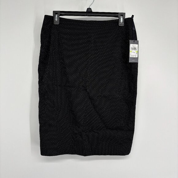 Tommy Hilfiger Women Polka Dots Stretchy Above Knee Zip Pencil Skirt Black 4 NWT - Picture 1 of 4